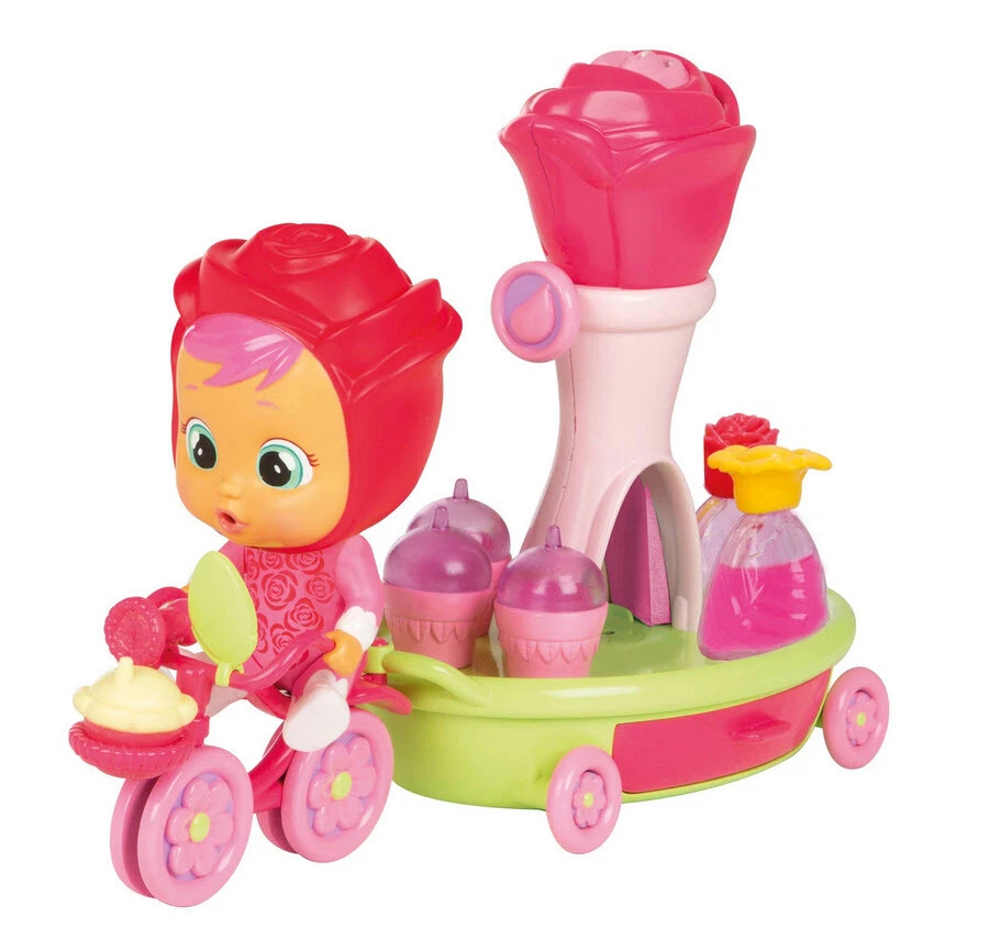 Игровой набор Cry Babies Magic Tears Happy Flowers — Роуз и велосипед с тележкой